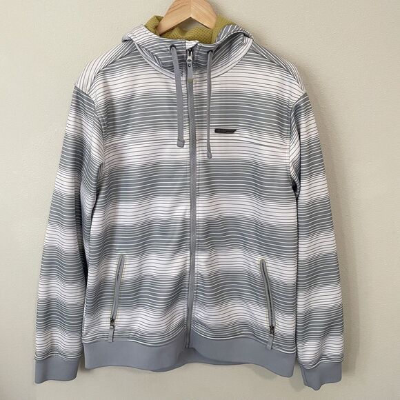 Sims Hooded Fleece Jacket Snowboard Winter Sweatshirt Men's Large Striped Zip Up - Picture 1 of 11